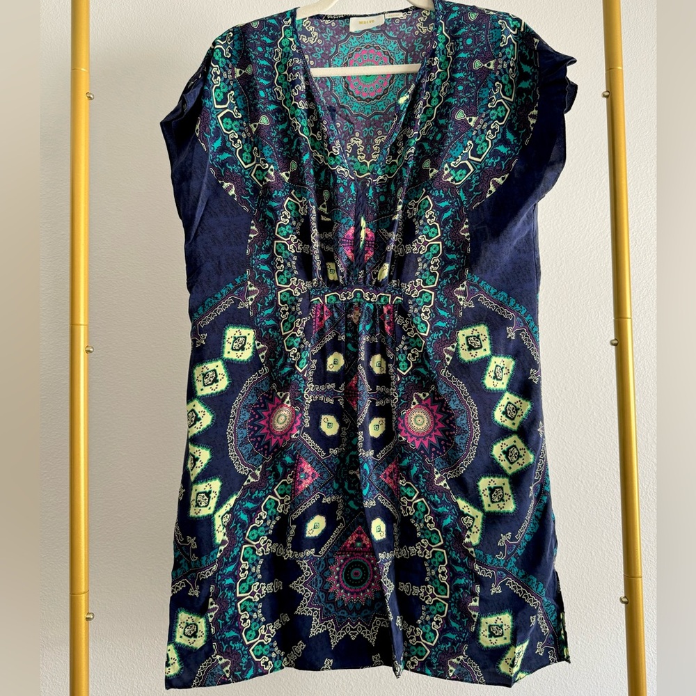 Maeve Anthropologie Medalion Silk multicolor mini dress‎ Sz S